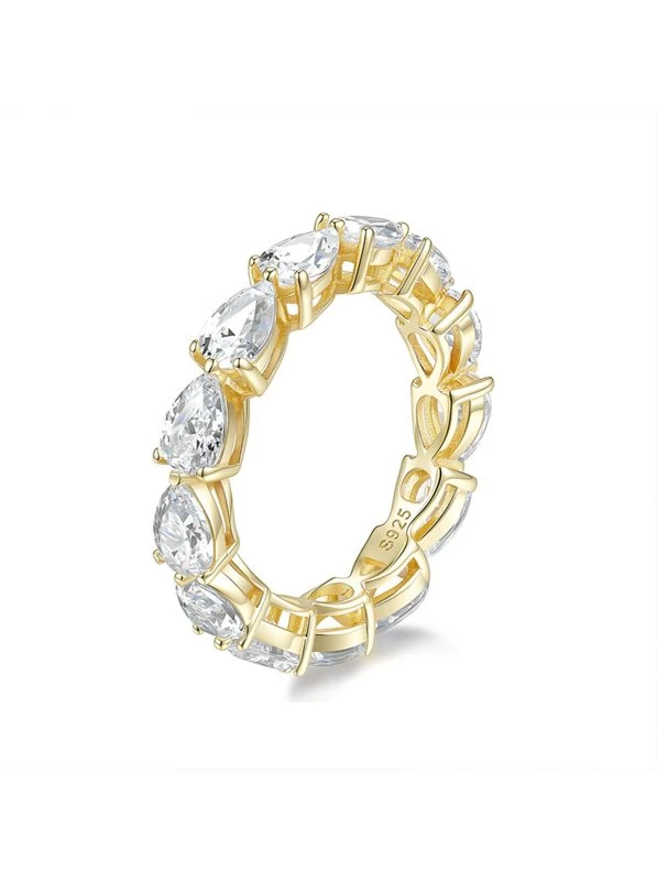 925 Sterling Silver Eternity Pave Setting Moissanite Ring - The second picture