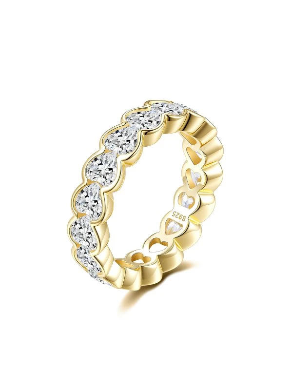 925 Sterling Silver Eternity Pave Setting Bezel Set Moissanite Ring - The second picture