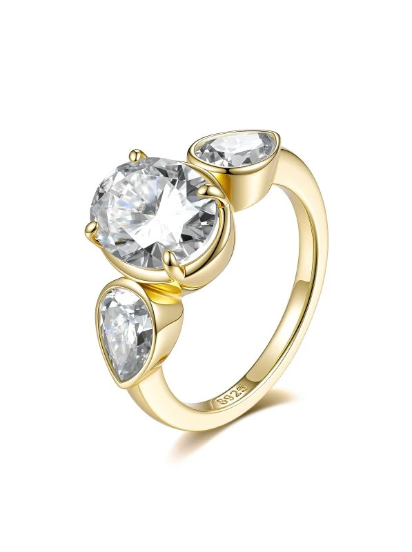 925 Sterling Silver Solitaire High Setting Bezel Set Moissanite Ring - The second picture