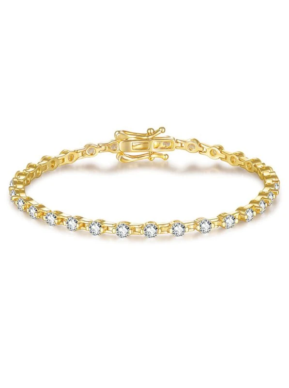 925 Sterling Silver Eternity Pave Setting Moissanite Bracelet - The second picture