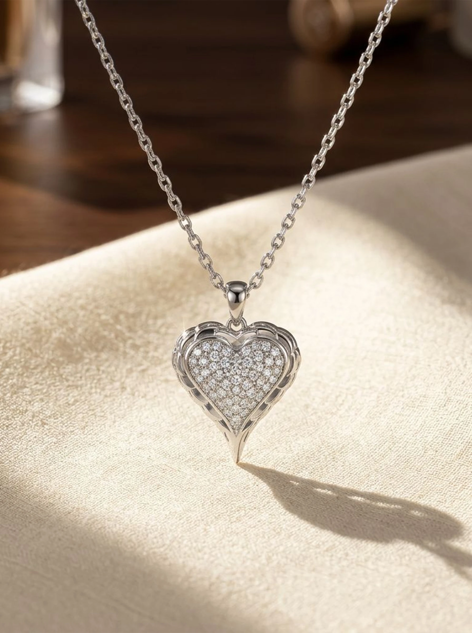 925 Sterling Silver Pavé Setting Moissanite Necklace