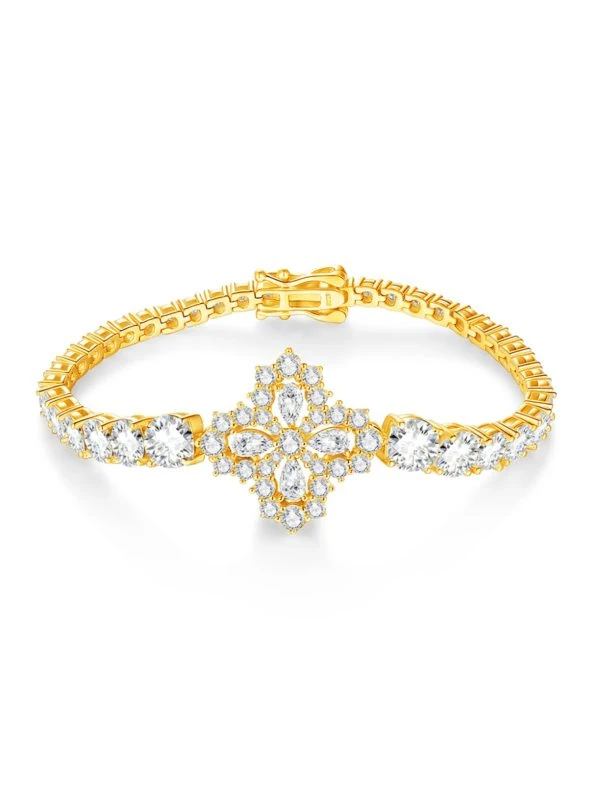 925 Sterling Silver Eternity Pave Setting Moissanite Bracelet - The second picture
