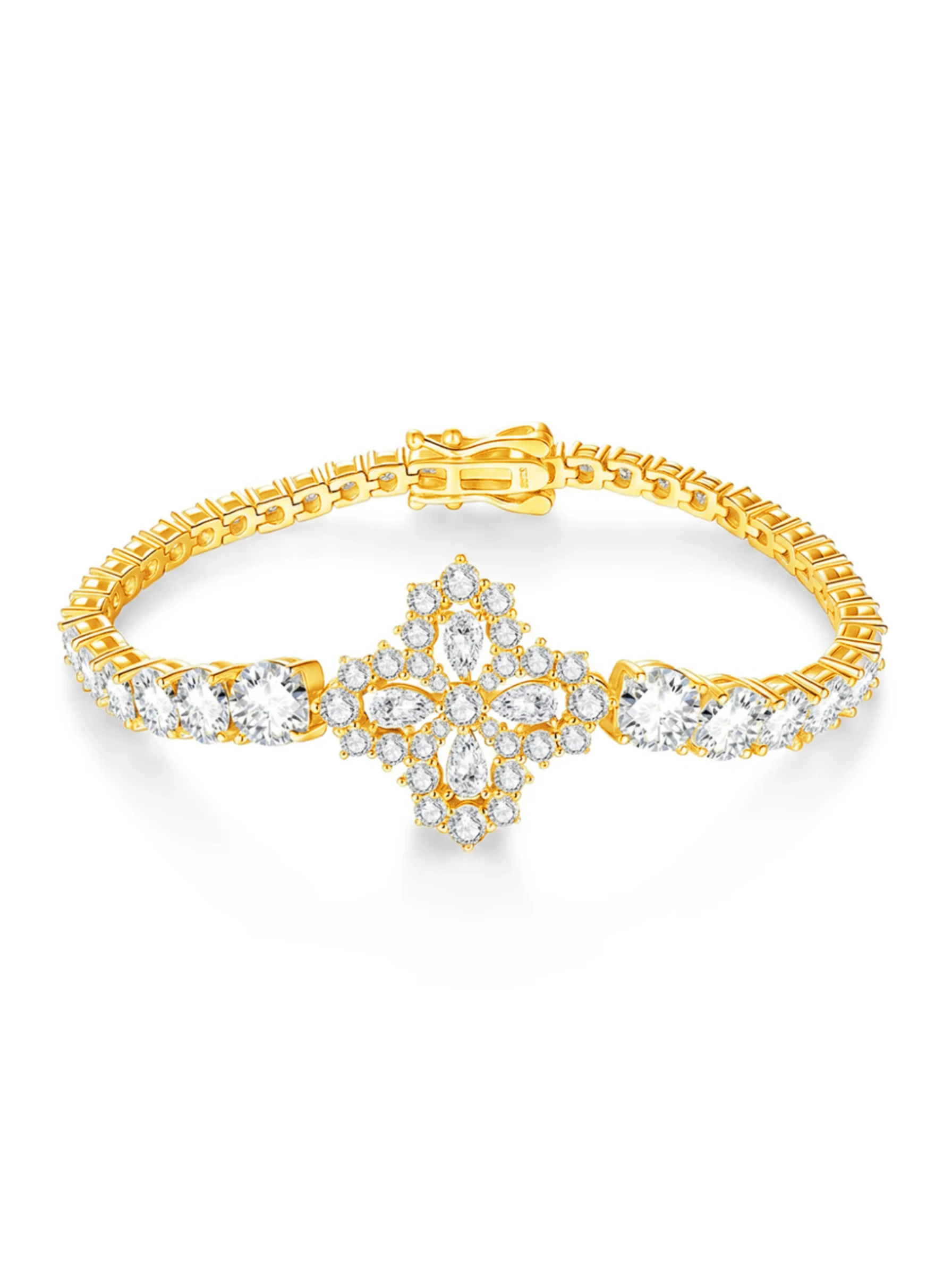 925 Sterling Silver Eternity Pave Setting Moissanite Bracelet