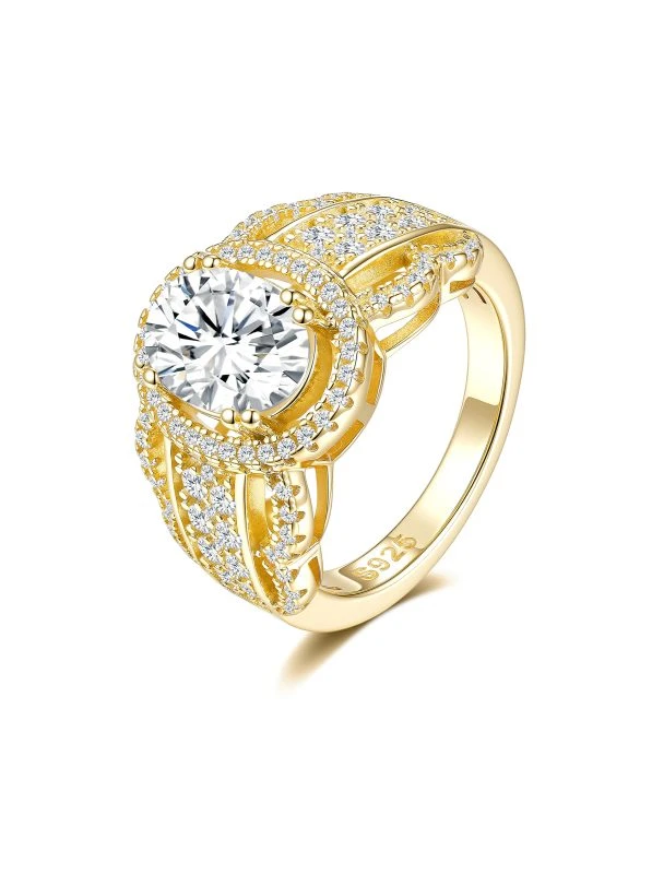 925 Sterling Silver Solitaire High Setting Halo Moissanite Ring - The second picture
