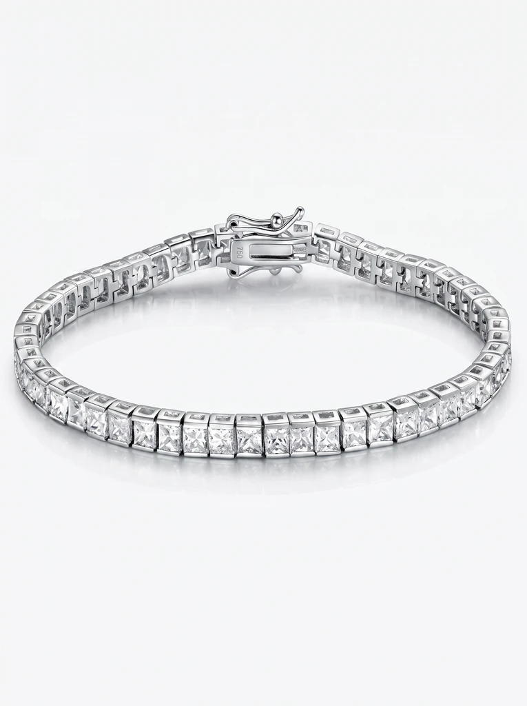 925 Sterling Silver Eternity Pave Setting Moissanite Bracelet
