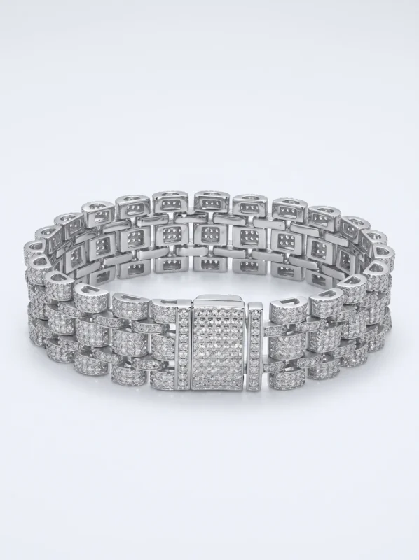 925 Sterling Silver Pavé Setting Moissanite Bracelet