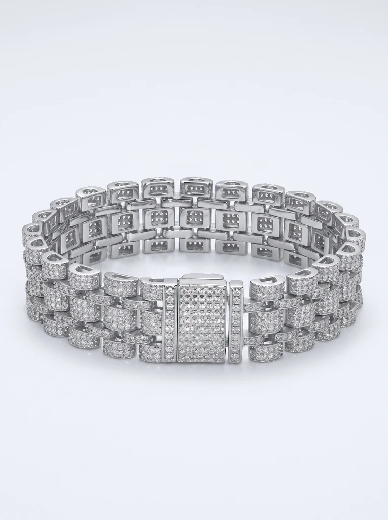 925 Sterling Silver Pavé Setting Moissanite Bracelet