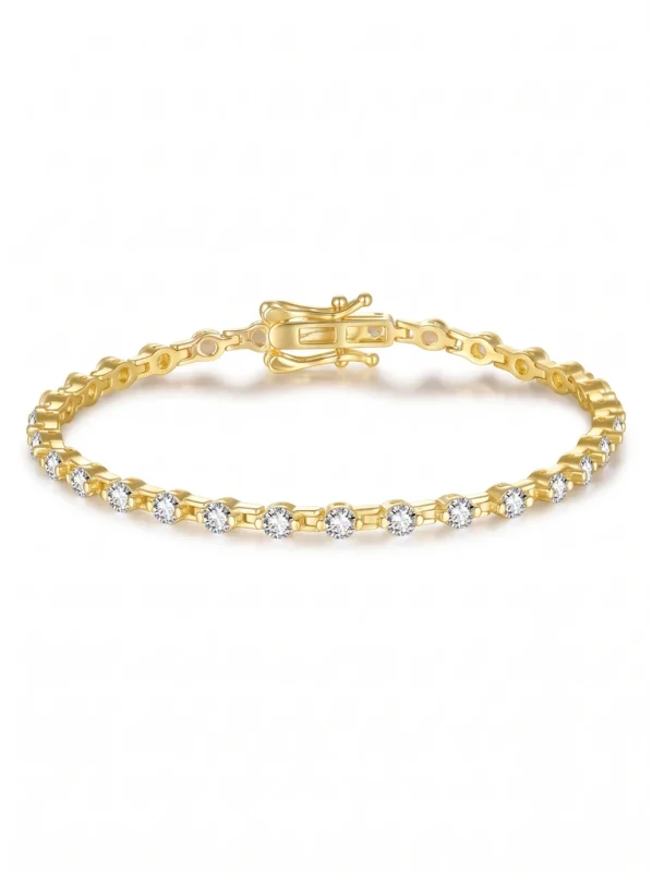 925 Sterling Silver Eternity Pave Setting Moissanite Bracelet