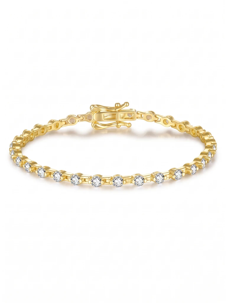 925 Sterling Silver Eternity Pave Setting Moissanite Bracelet