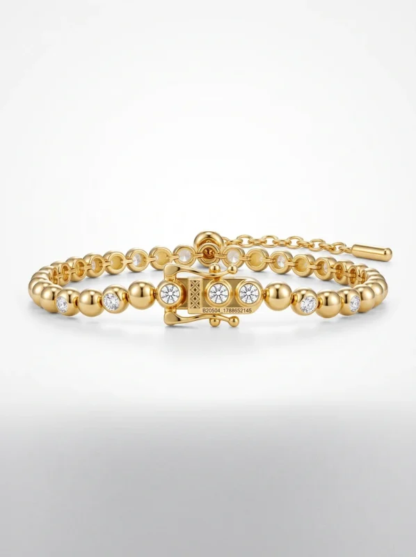 925 Sterling Silver Eternity Pave Setting Bezel Set Moissanite Bracelet