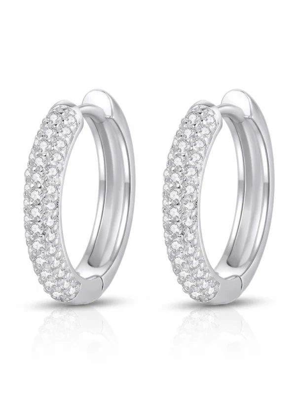 925 Sterling Silver Pavé Setting Moissanite Earrings