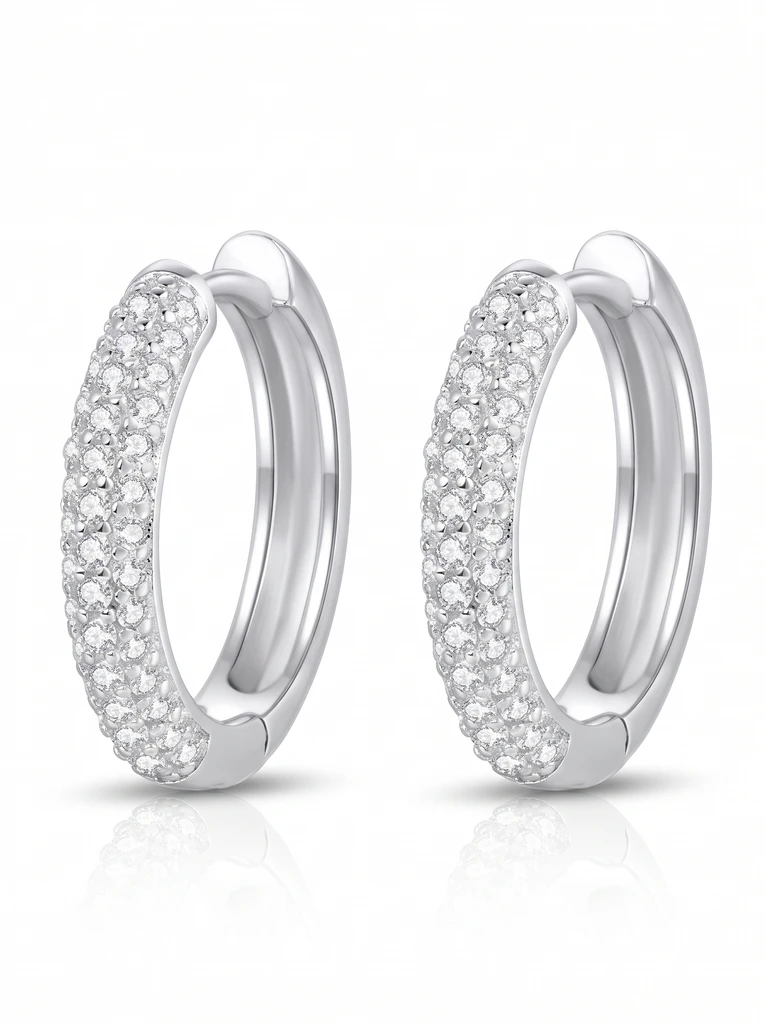 925 Sterling Silver Pavé Setting Moissanite Earrings