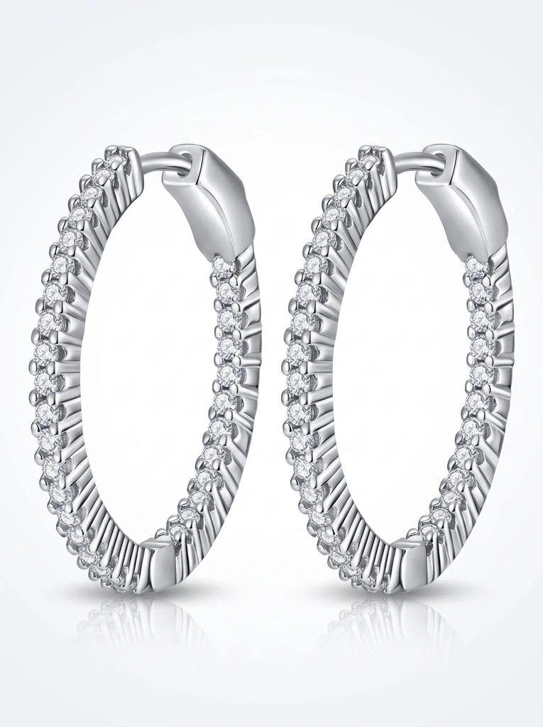 925 Sterling Silver Pavé Setting Moissanite Earrings