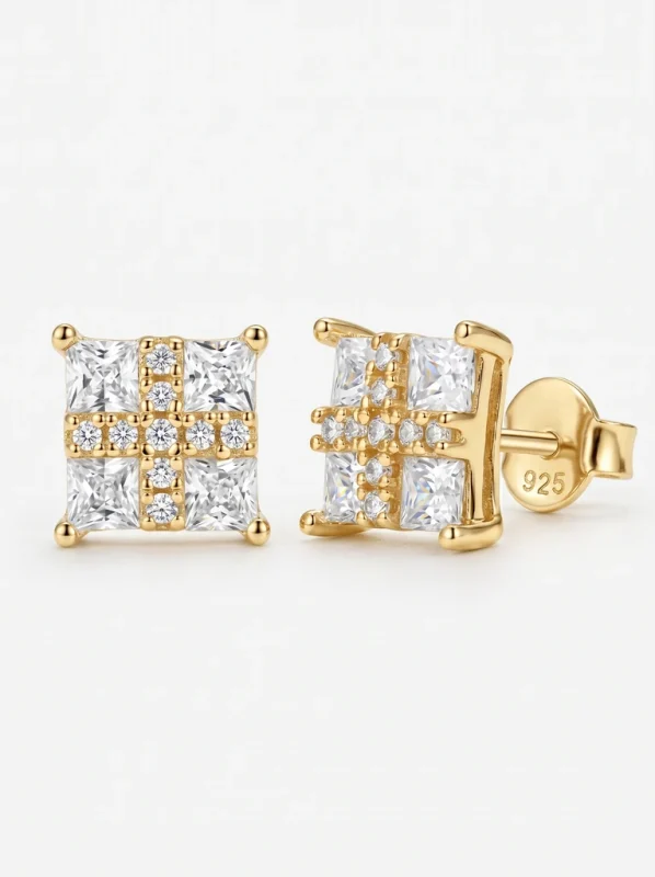 925 Sterling Silver Solitaire High Setting Pavé Setting Moissanite Earrings