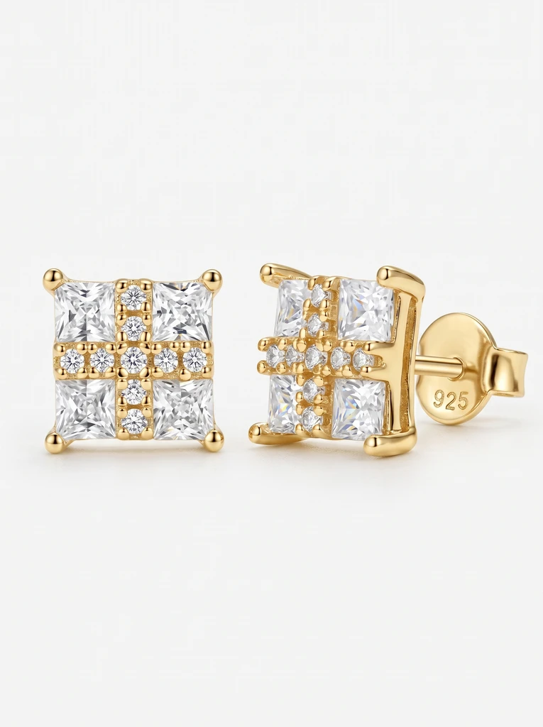 925 Sterling Silver Solitaire High Setting Pavé Setting Moissanite Earrings