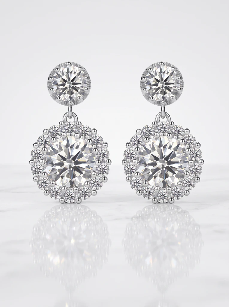 925 Sterling Silver Solitaire High Setting Moissanite Earrings