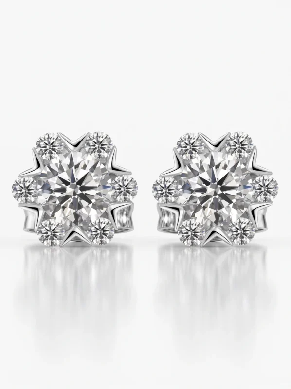 925 Sterling Silver Solitaire High Setting Moissanite Earrings