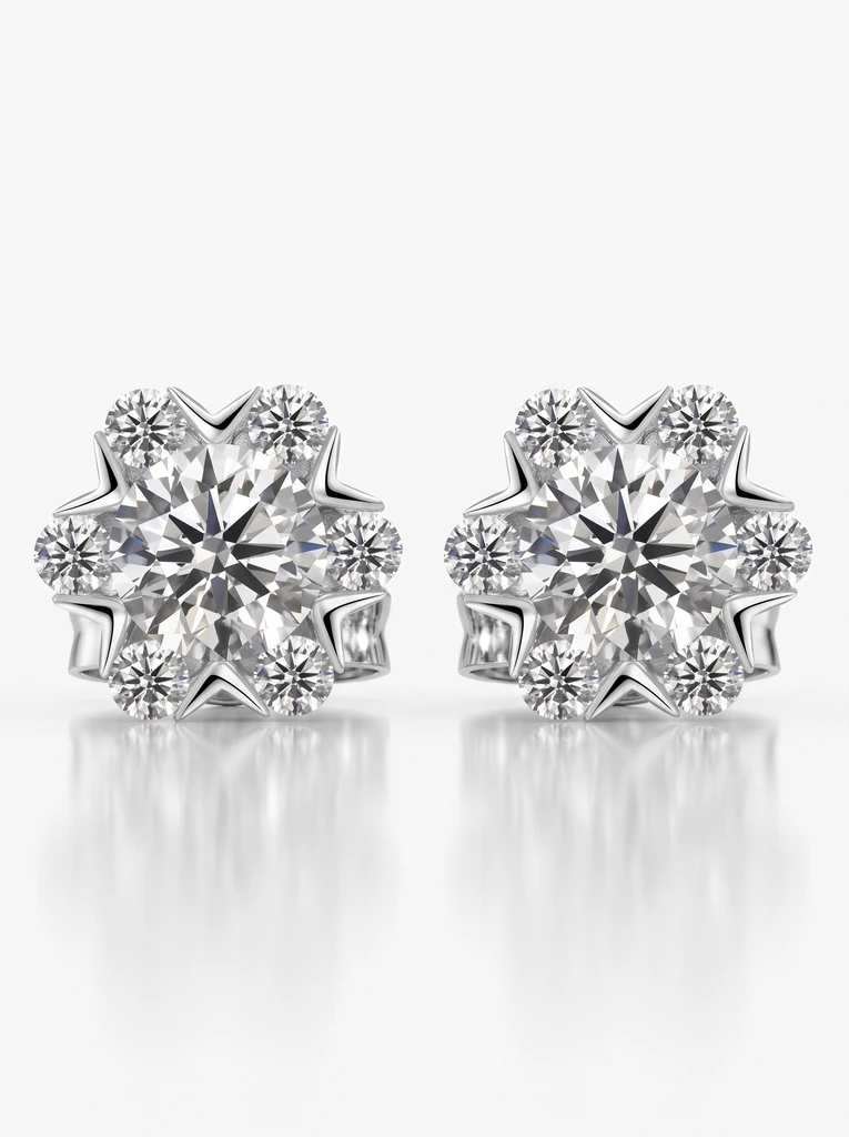 925 Sterling Silver Solitaire High Setting Moissanite Earrings