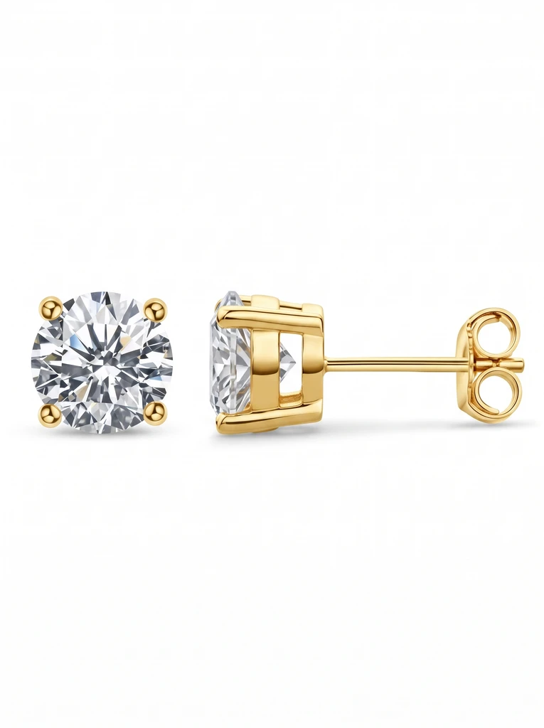 925 Sterling Silver Solitaire High Setting 4-Prong Moissanite Earrings