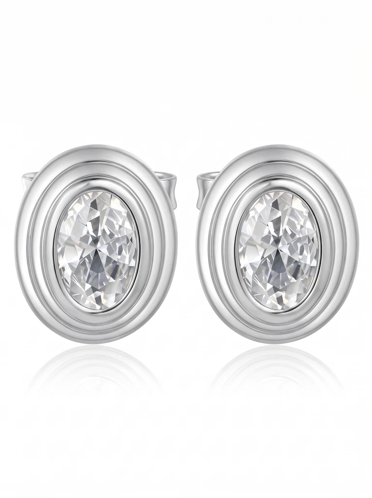 925 Sterling Silver Solitaire High Setting Moissanite Earrings