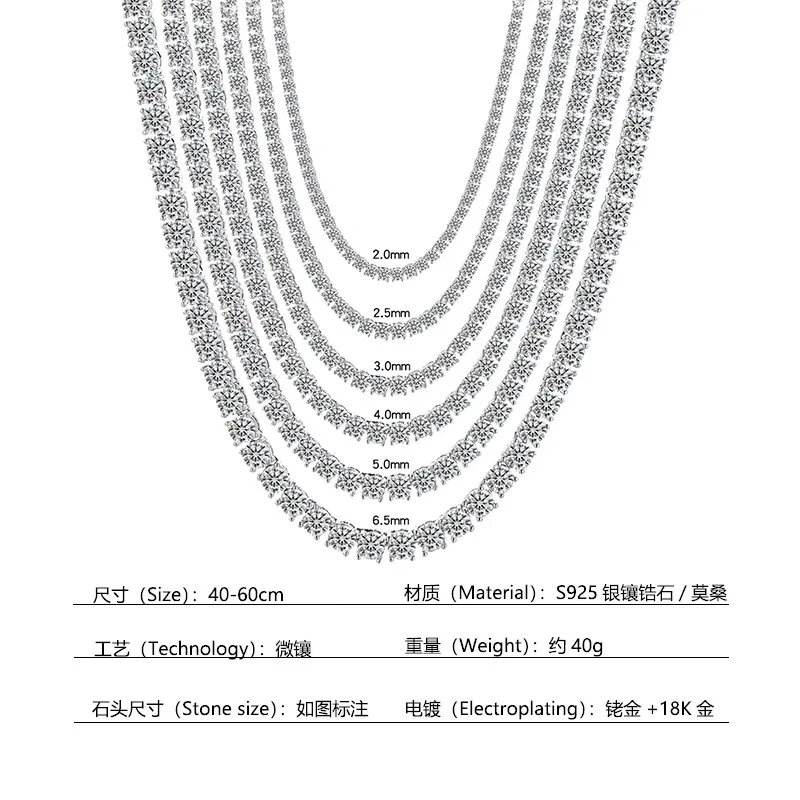 Classic Moissanite Tennis Necklace in S925 Sterling Silver