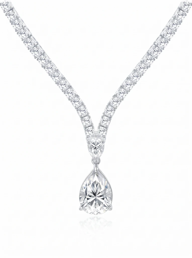 925 Sterling Silver Eternity Pave Setting Solitaire High Setting Moissanite Necklace