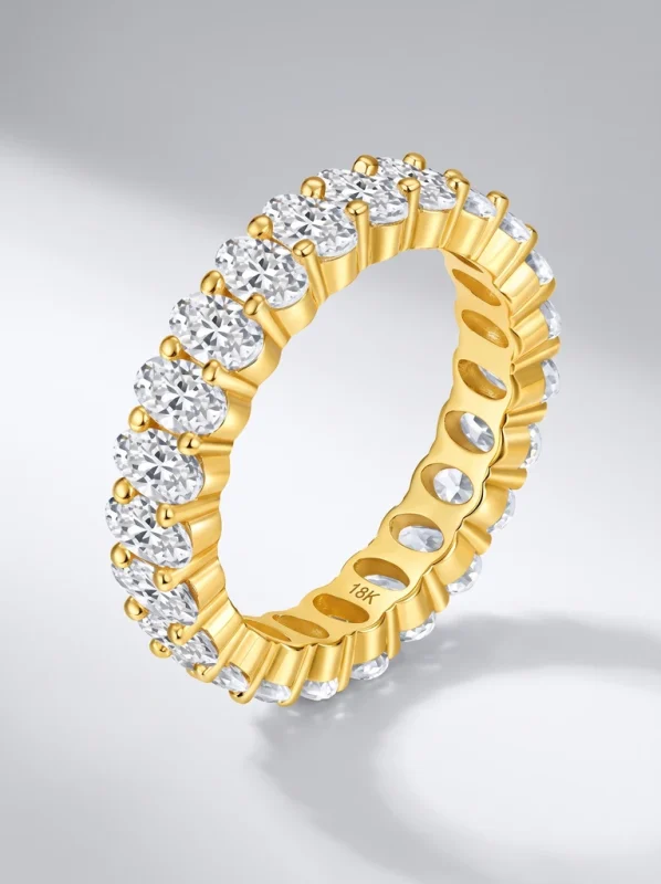 925 Sterling Silver Eternity Pave Setting Moissanite Ring