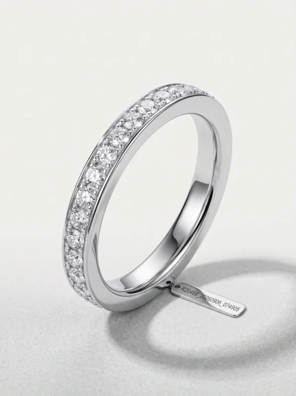 925 Sterling Silver Eternity Pave Setting Pavé Setting Moissanite Ring