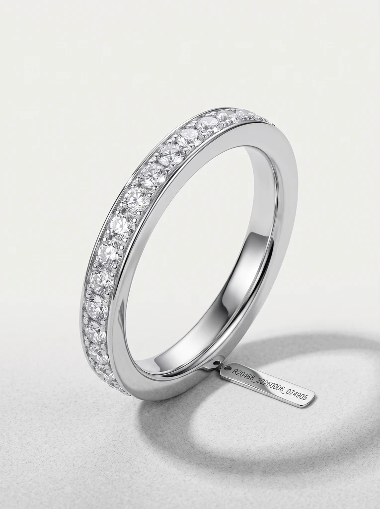 925 Sterling Silver Eternity Pave Setting Pavé Setting Moissanite Ring