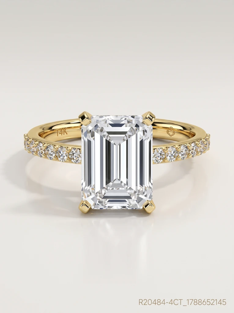 Moissanite  Emerald Cut 4 Prong Basket Setting Ring