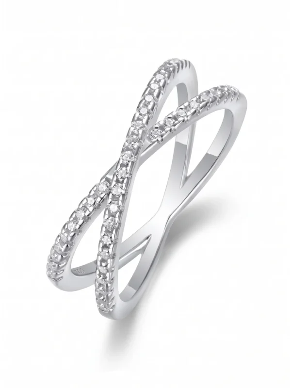925 Sterling Silver Eternity Pave Setting Pavé Setting Moissanite Ring