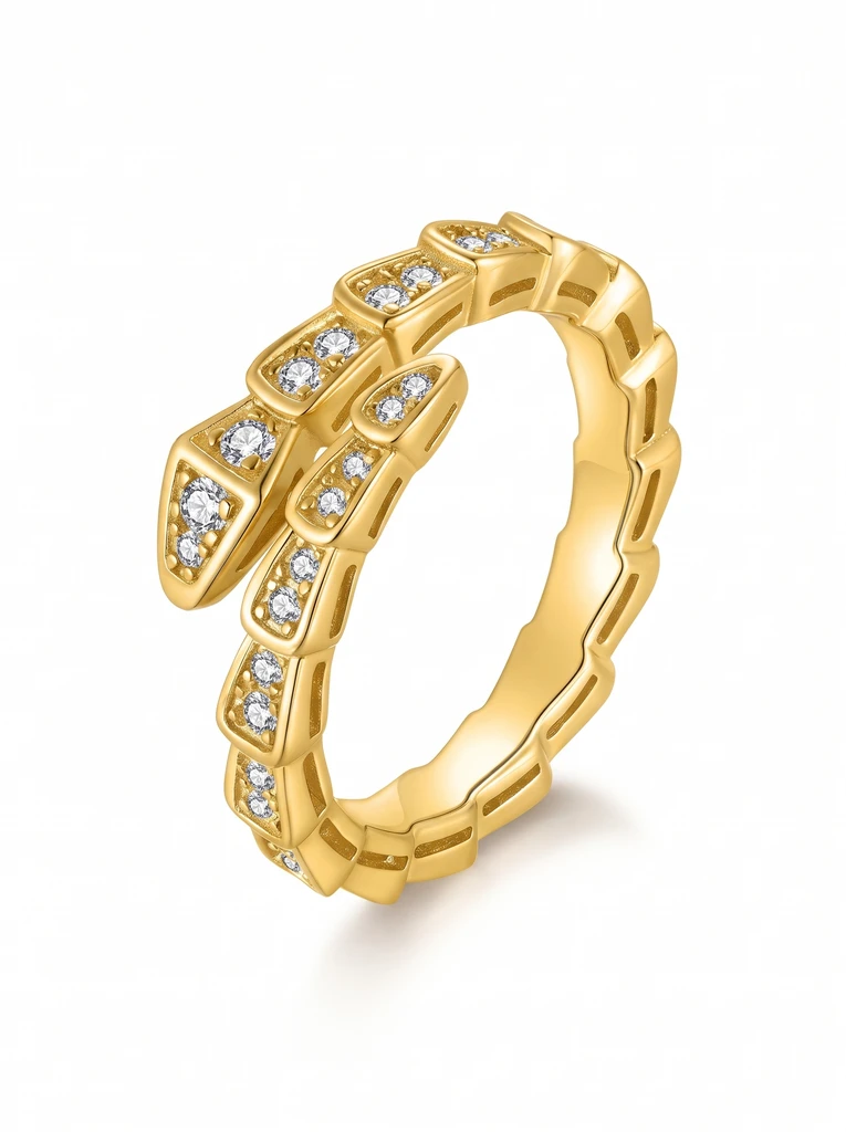 925 Sterling Silver Pavé Setting Adjustable Open Moissanite Ring
