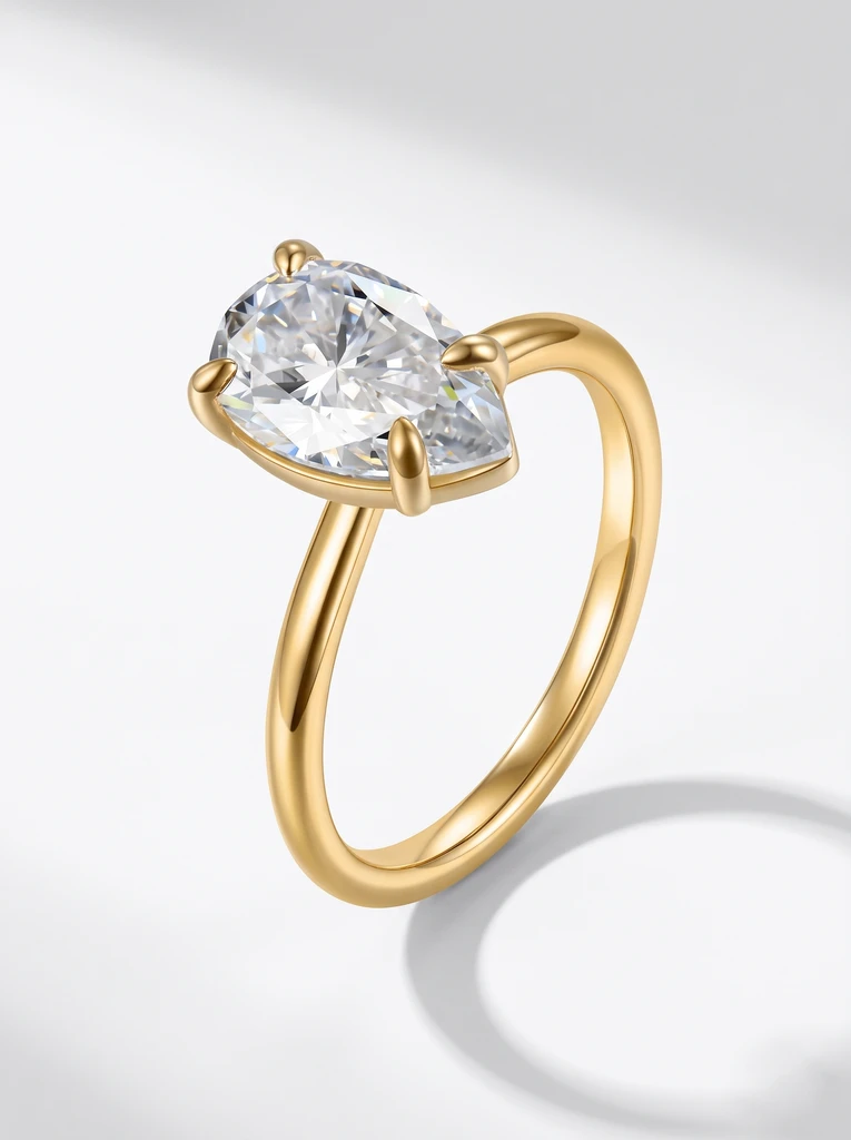 925 Sterling Silver Solitaire High Setting Moissanite Ring