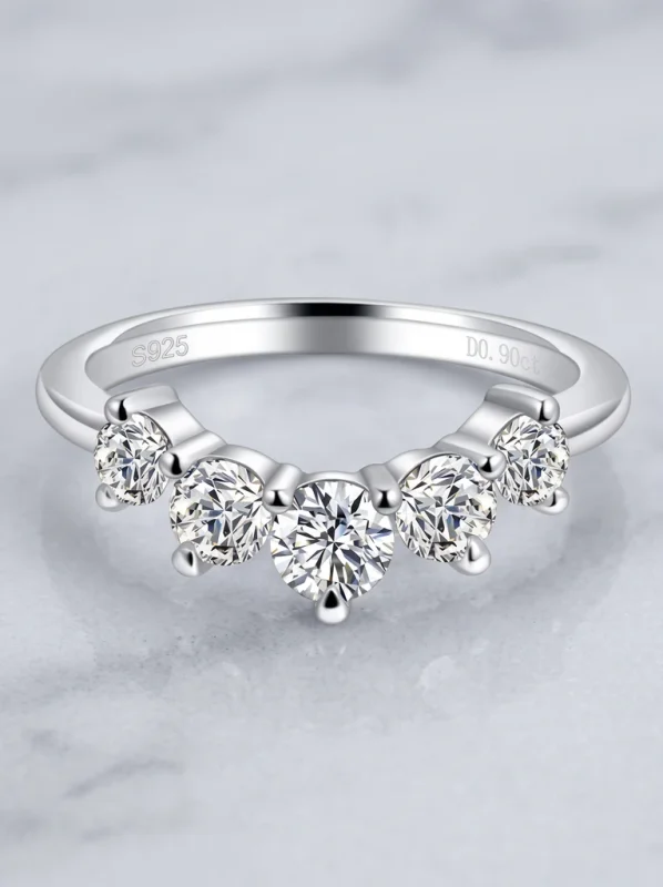 925 Sterling Silver Eternity Pave Setting Moissanite Ring