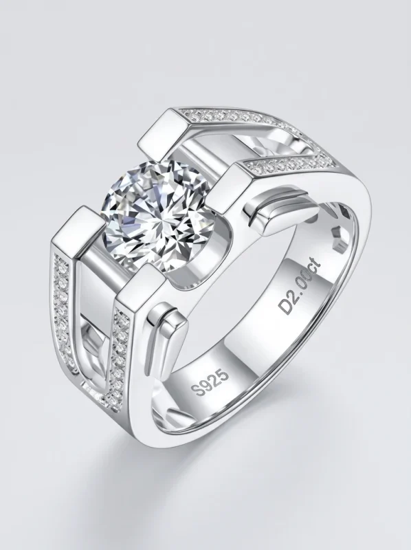 925 Sterling Silver Solitaire High Setting Moissanite Ring