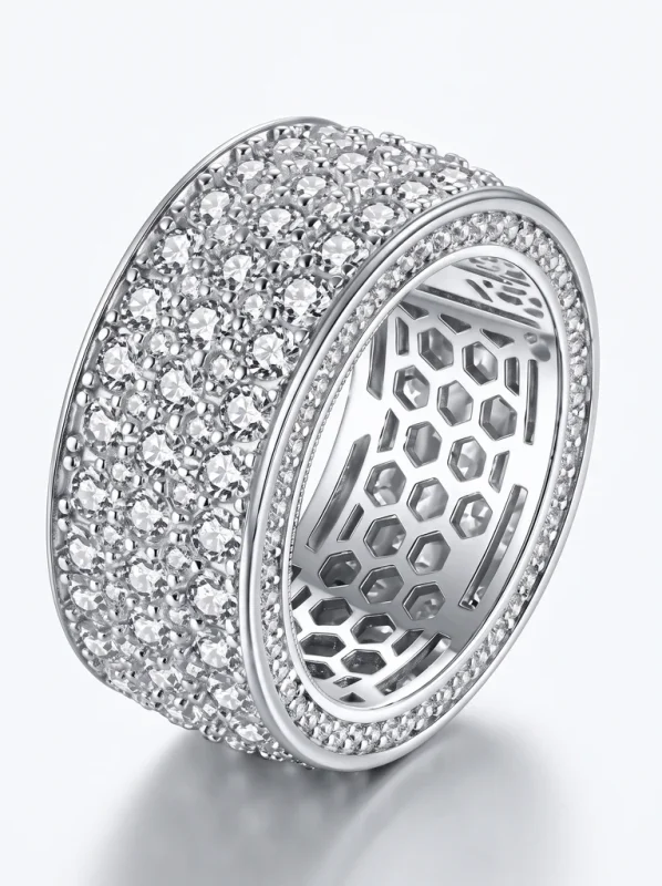925 Sterling Silver Eternity Pave Setting Pavé Setting Moissanite Ring