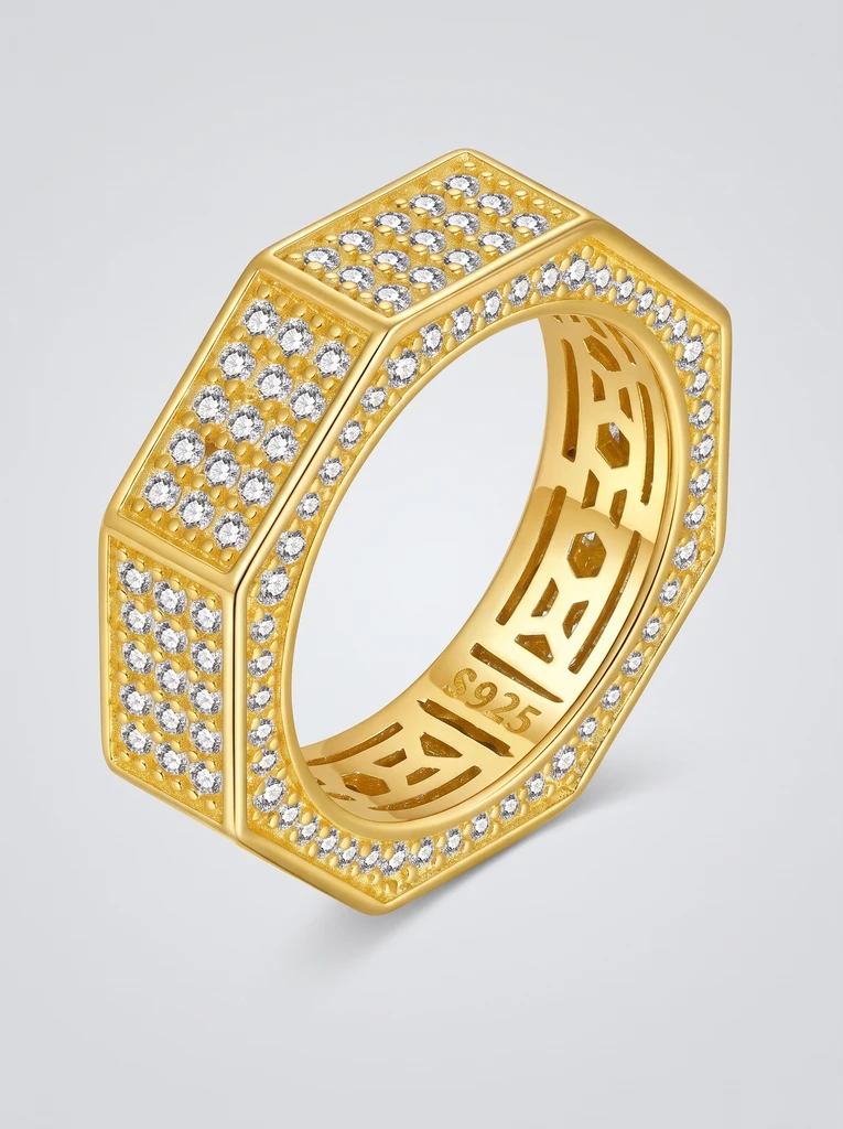 925 Sterling Silver Eternity Pave Setting Moissanite Ring