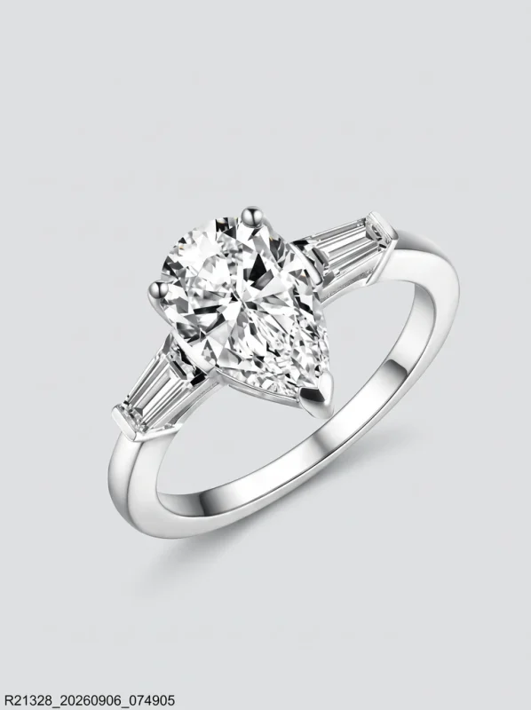 925 Sterling Silver Solitaire High Setting Moissanite Ring