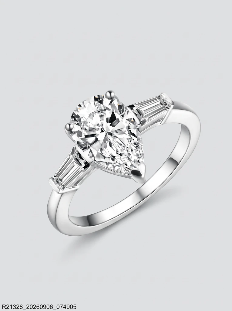 925 Sterling Silver Solitaire High Setting Moissanite Ring