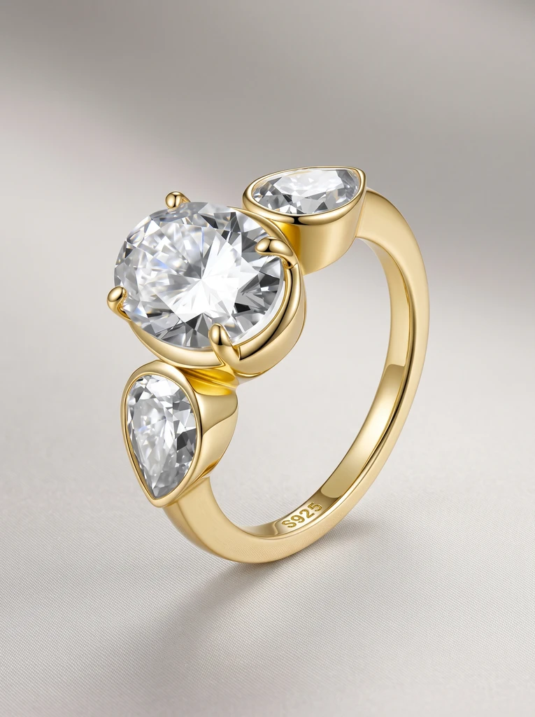 925 Sterling Silver Solitaire High Setting Bezel Set Moissanite Ring