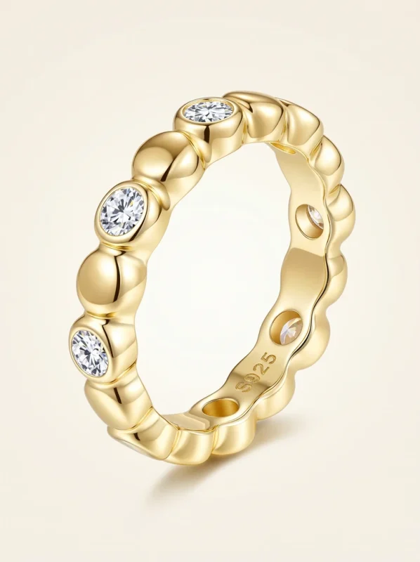 925 Sterling Silver Bezel Set Moissanite Ring