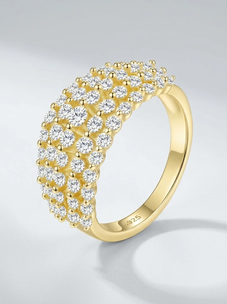 925 Sterling Silver Eternity Pave Setting Moissanite Ring